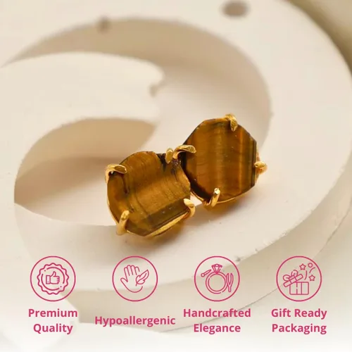 Vista 31 de Gempires Natural Raw Prong Setting Stud Earrings, 8-10 mm Crystals Earring, Handmade Jewelry, Gift for Her