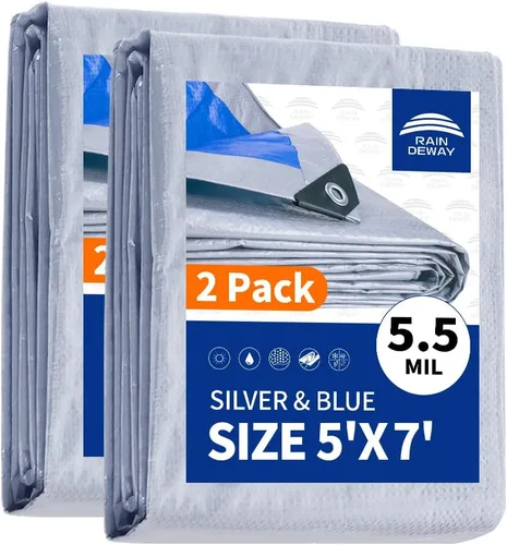 Vista 20 de RAINDEWAY Tarps - Lona impermeable de color azul de 4 x 16 pies de grosor, resistente a desgarros, multiusos, para techo, campamento, automóvil