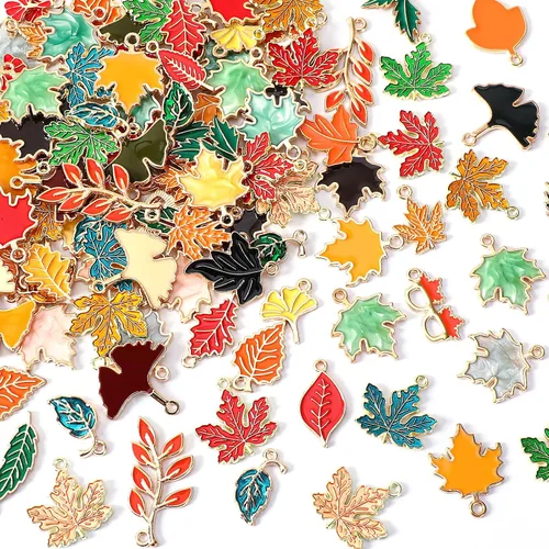 Vista 12 de MARFOREVER - 120 dijes de mar con temática oceánica para hacer joyas, dijes de playa Assorted Gold Enamel Starfish Seashell Marine Pendants