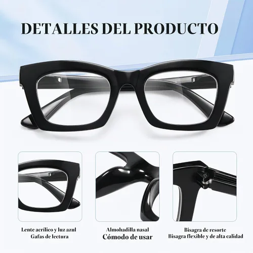Vista 5 de Reading Glasses for women-3Pack Blue Light Blocking Computer Readers with Spring Hinge Fashion Eyeglasses