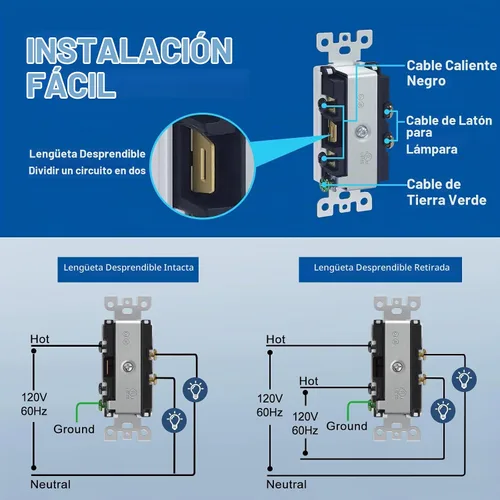 Vista 6 de CML Interruptor de Luz Decorativo de Doble Balancín, Interruptor de Pared de Paleta de Polo Simple Dual, Interruptor Eléctrico de Encendido/Apagado