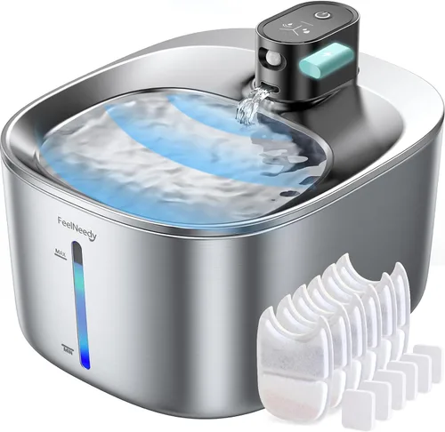 Vista 9 de FEELNEEDY Fuente de Agua para Gatos Operada por Batería, 4L/135 fl oz Fuente de Agua para Mascotas para Gatos y Perro con Sensor de Movimiento