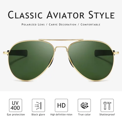 Vista 2 de SUNGAIT Gafas de sol de aviador para hombre polarizadas estilo militar 100 protección UV400