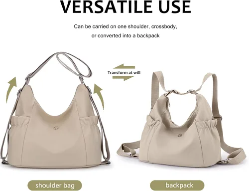 Vista 3 de Mochila Tote Bolso Bandolera de Pana para Mujer, Bolsos de Hombro Convertibles, Bolso de Mano de Diseñador para Universidad, Trabajo