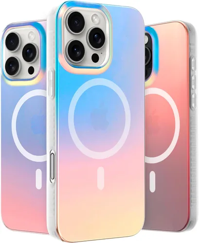 Vista 46 de LONLI Hue - para iPhone 15 Pro Max [Compatible con Magsafe] - Funda de teléfono floral dorada - [Amortiguador de 360°] - Funda de teléfono linda