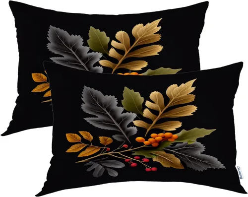 Vista 55 de Batmerry Autumn Forest Throw Pillow Covers, Yellow Orange Foliage in Fall Park Decorative Pillow Covers Digital Printing Blended for Couch Sofa Bed