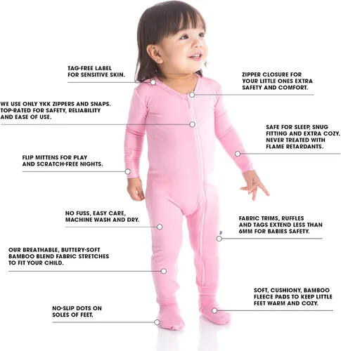 Vista 3 de KicKee Pants - Mameluco estampado con cremallera y pies cubiertos para niños y niñas