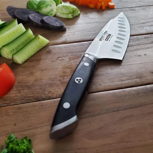 Vista 7 de Ergo Chef Pro Series 2.0 - Cuchillo de chef de 6 pulgadas, hoja de acero inoxidable de alto carbono forjada 7Cr17Mov, mango ergonómico de madera