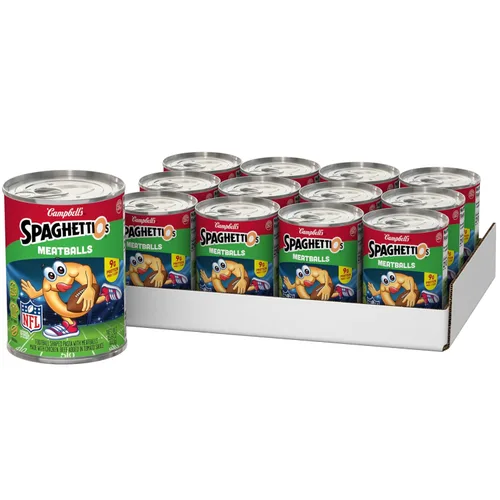 Vista 11 de SpaghettiOs Pasta enlatada con albóndigas A to Z's, lata de 15.6 onzas