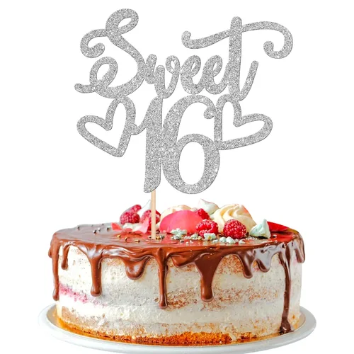 Vista 18 de 24 piezas de decoraciones para cupcakes de 16 cumpleaños con purpurina, ¡Hola 16! Dulces 16 desde 2008, púas para cupcakes de 16 años para celebrar