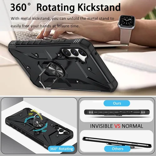 Vista 4 de Miimall Funda resistente para Samsung Galaxy A54 0.18 oz, cuerpo completo, soporte de anillo giratorio, protección a prueba de caídas de grado