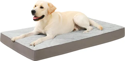 Vista 11 de KSIIA - Cama ortopédica para jaula de perro, impermeable, para perros pequeños, de felpa, lavable, con espuma tipo caja de huevo y funda Negro