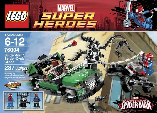 Vista 2 de Moto de persecución de Spider 76004, Lego Super Heroes.