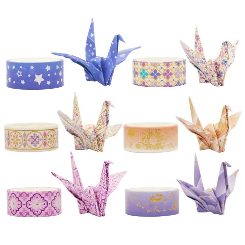 Vista 8 de YUBBAEX Galaxy - Juego de cinta adhesiva Washi con estrellas púrpuras decorativas, cinta adhesiva de lámina plateada y dorada para arte