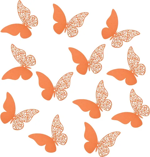 Vista 3 de 24 calcomanías de pared de mariposa 3D, decoración de pared de bricolaje, mariposas de papel extraíbles, decoración de dormitorio de niños y boda