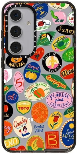 Vista 170 de CASETiFY Funda de impacto para Galaxy S22+ - Adhesivo Aries Moross, color negro transparente