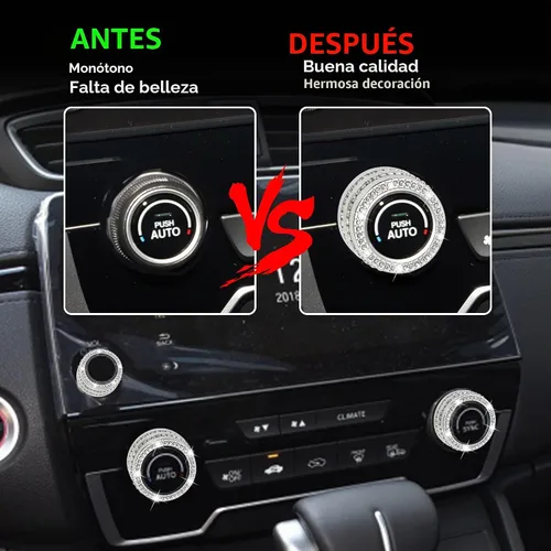 Vista 3 de TOMALL Bling - Cubierta para perilla de aire acondicionado compatible con Honda CRV 2017-2022, cubierta de botón de volumen de sonido central