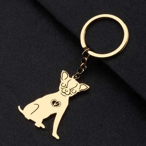 Vista 3 de LONYOO Lindo llavero de acero inoxidable para perros, mascotas, regalos para amantes de los perros, mujeres y niñas, llavero para cachorros, llavero