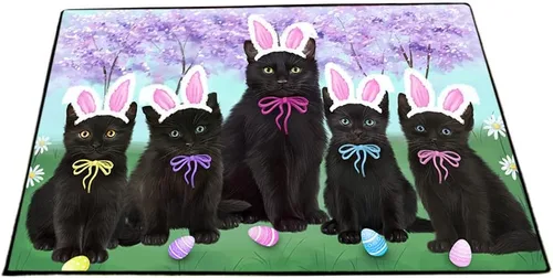 Vista 27 de Doggie of the Day Black Cats Floor Mat - 4th of July Independence Day - Best Dog Doormat - Protector Decor - Unique Portrait Art - Premium Quality