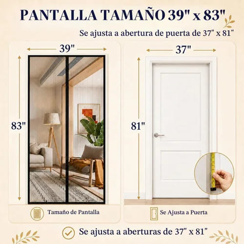Vista 9 de Puerta mosquitera magnética, cortina de puerta de malla resistente con fuertes imanes de marco completo, cierre automático manos libres, apta