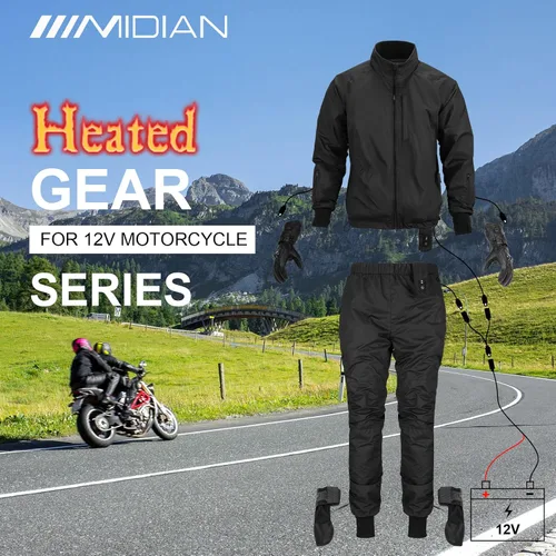 Vista 6 de MIDIAN Men's Winter Heated Pants with 2 Heat Zones, Black, Large, Long