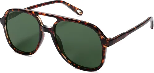 Vista 14 de SOJOS Gafas de sol de aviador polarizadas retro para mujer SJ2174 Tortuga ámbar/marrón