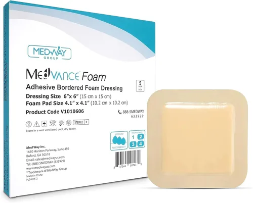 Vista 9 de Medvance Apósito de espuma impermeable con bordes adhesivos, 4 x 4 pulgadas, caja de 5