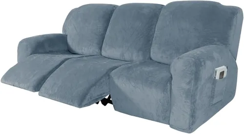 Vista 37 de vctops Fundas reclinables de felpa de terciopelo de lujo, 4 piezas, fundas elásticas y suaves para sofá, protector antideslizante de muebles