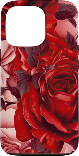 Vista 10 de Acuarela Rosa Rojo Rosas Patrón Caso para iPhone 17