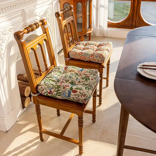 Vista 3 de vctops Cojines para silla de estilo rústico con estampado floral y lazos Cojines para silla en forma de U Almohadillas para silla suaves y cómodas