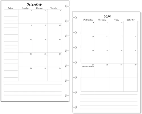 Vista 3 de Calendario mensual 2024 de repuesto para mini planificadores Happy de 7 discos, y mini cápsula NOTIQ (S6) (4.5 x 7 pulgadas) (gato)