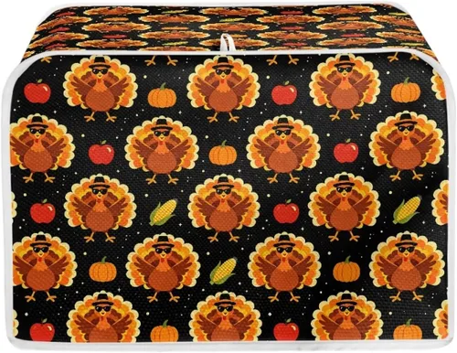 Vista 45 de Cubierta acolchada de poliéster para tostadora de tablero de madera de girasol para tostadora de dos rebanadas, protección contra el polvo