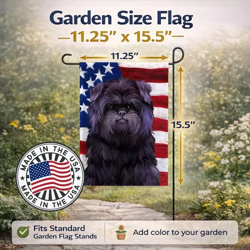 Vista 3 de Caroline's Treasures CK6382GF Affenpinscher - Bandera estadounidense tamaño jardín, tamaño de jardín, multicolor