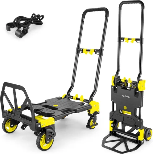 Vista 11 de Carro de mano plegable 2 en 1, carrito retráctil de 330 libras, 4 y 2