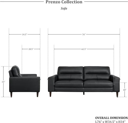 Vista 6 de Lexicon Juego de 2 muebles de sala de estar, juego de sofá de cuero de grano superior, brazo de pista, patas de madera maciza, cómodos sofás que