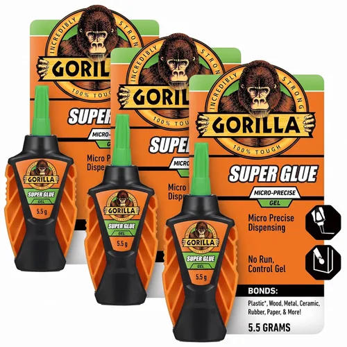 Vista 10 de Gorilla Micro Precise Super Glue Gel, pegamento cianoacrilato, configuración rápida, herramienta de dispensación precisa, tapa anti-obstrucción