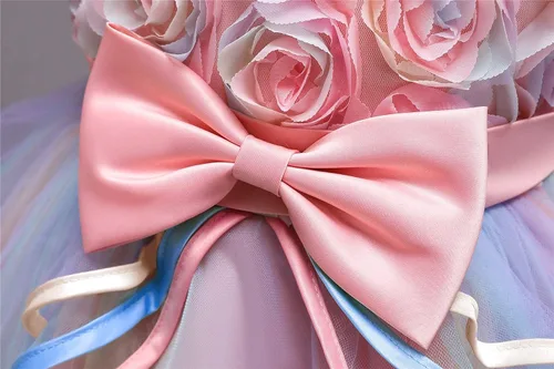 Vista 5 de HNXDYY Vestido de baile formal de princesa con encaje para niña de flores