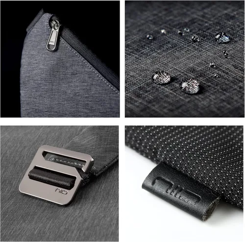 Vista 4 de NIID FINO - Bolsa cruzada para hombre, ligera, flexible, resistente al agua, antirrobo, mochila de hombro para viajes, Gris (mano derecha), Mochilas