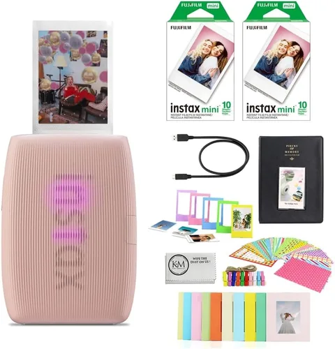 Vista 9 de Impresora Fujifilm INSTAX Mini Link 3 para smartphone Paquete de película instantánea INSTAX Mini color blanco arcilla 20 exposiciones + paño
