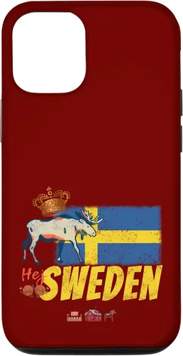 Vista 26 de Funda para iPhone 16 Suecia con bandera vintage y recuerdo de alce