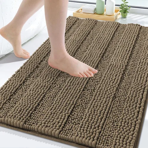 Vista 41 de Grandaily Alfombras de baño de felpilla a rayas de 24 x 16 pulgadas, extra gruesas y suaves, absorbentes, parte trasera de goma, alfombra de ducha