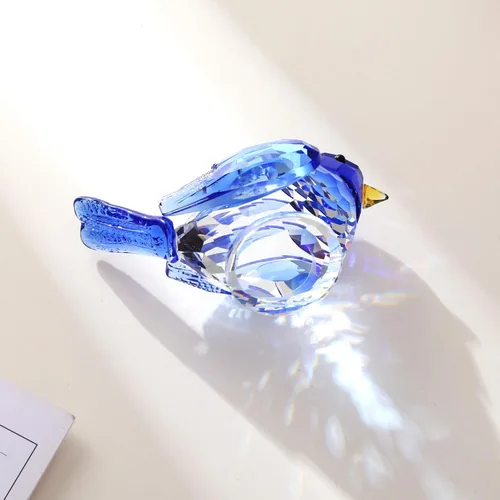 Vista 4 de Figuras de pájaro de cristal, adorno de pájaro de cristal, estatua de animales de cristal, figuras coleccionables, decoración de escritorio, regalo