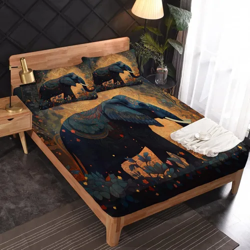 Vista 33 de Juego de sábanas de tamaño King, sábanas de conejo, sábanas de microfibra y fundas de almohada de 4 piezas, juego de sábanas con estampado colorido