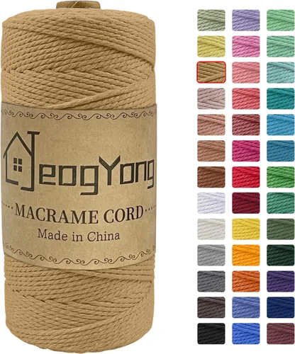 Vista 27 de JeogYong Cuerda de macramé de 0.078 pulgadas x 218 yardas, cuerda de algodón natural torcida de 3 hebras, cuerda de algodón de color para colgar
