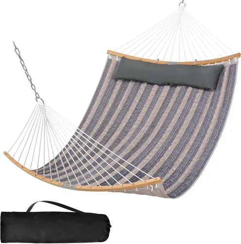 Vista 8 de SUNCREAT Hamacas para colgar en el exterior, hamaca de árbol para exteriores, hamaca grande de repuesto para soporte, beige