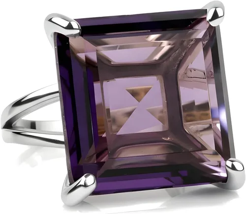 Vista 3 de Artisan-made Big Amethyst Ring with 925 Sterling Silver Band - Stunning Amethyst Jewelry for Women - February Birthstone Jewelry for Occasions and