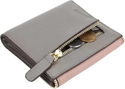 Vista 3 de Lavemi Carteras compactas de cuero ultrafinas y pequeñas para mujer, con bloqueo RFID, tarjetero para tarjetas de crédito