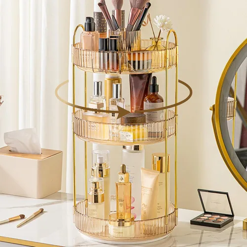 Vista 7 de Aveniee Organizador de maquillaje giratorio de 360 grados para tocador, organizadores de baño mejorados para perfume y cuidado de la piel