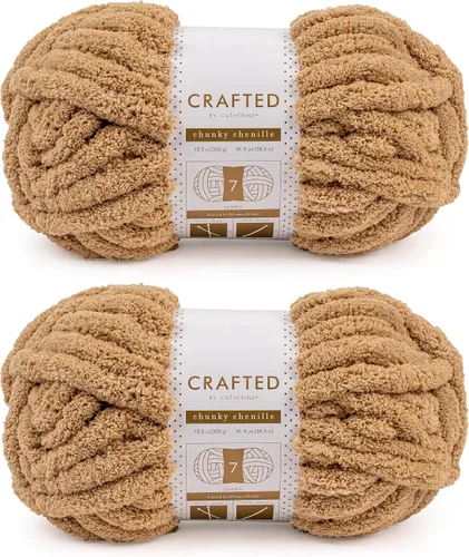 Vista 51 de Crafted By Catherine Hilo de Chenille Grueso - Paquete de 2 (8 oz / 227 g, 31.7 Yardas Cada Madeja), Beige, Calibre 7 Jumbo