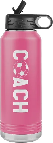 Vista 10 de Botella de agua de entrenador de fútbol, 32 onzas, con tapa abatible de acero inoxidable grabada, con pajita, regalo de entrenador de fútbol